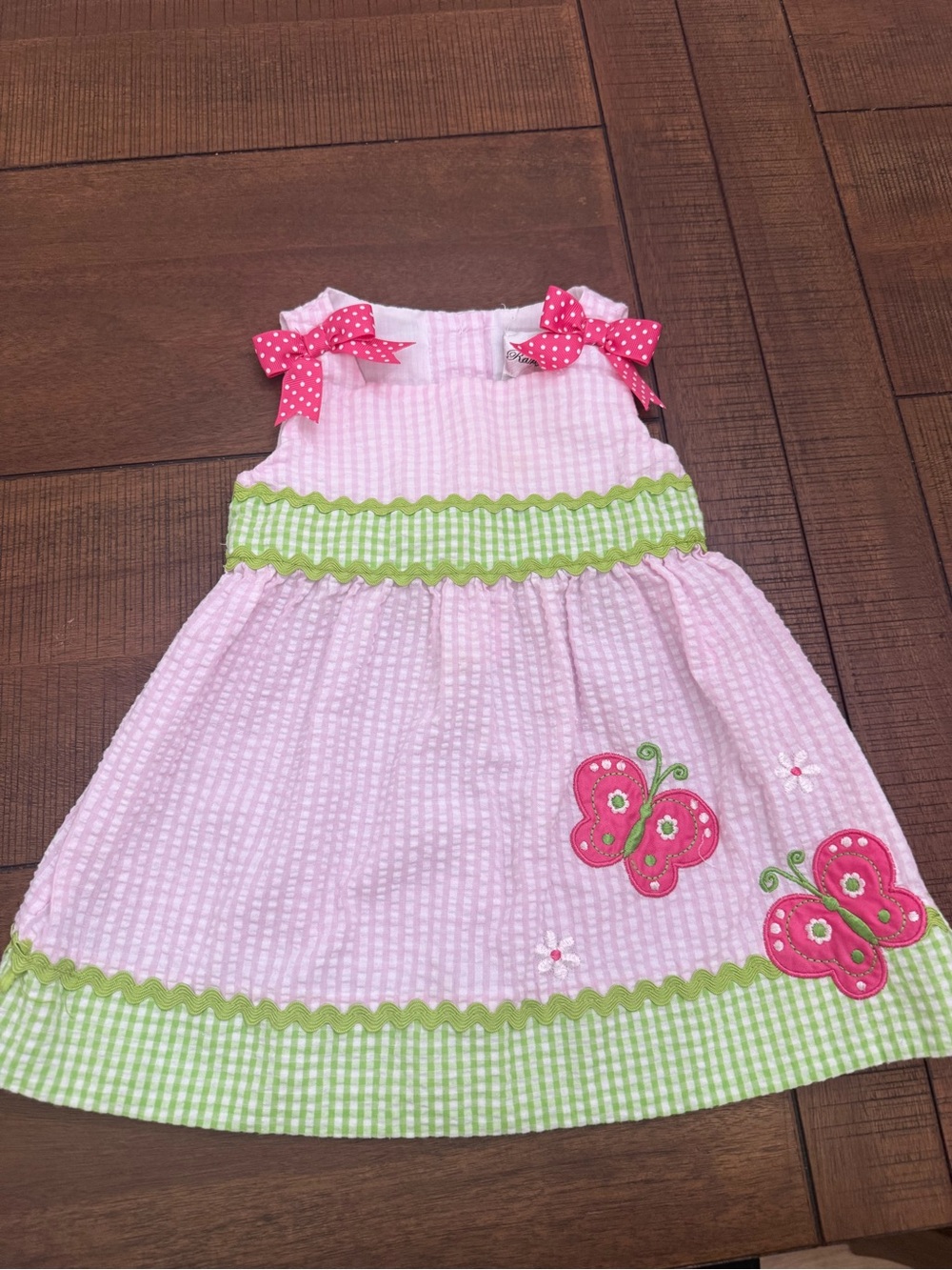 Rare editions Pink Butterfly Seersucker Dress for Kids